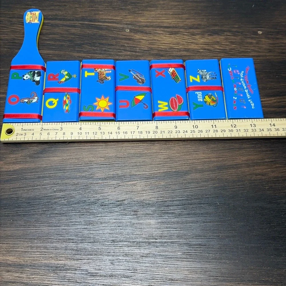 Melissa & Doug Classic Wooden ABC Jacobs Ladder Alphabet Fidget Toy Blue Yellow